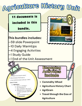 Preview of Agriculture History/Intro to Agriculture