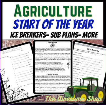 Preview of Agriculture Ice Breaker Pack W/ Back to School & Emergency Sub Plans & More