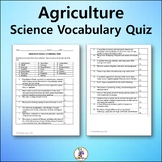 Agriculture Science Vocabulary Quiz - Editable Worksheet
