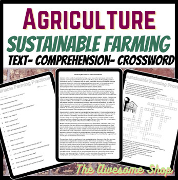 Preview of Agriculture Sustainable Farming Practices Comprehension Passage W/Crossword