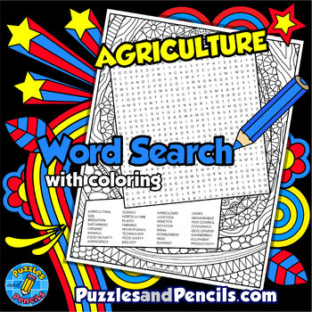 Preview of Agriculture Word Search Puzzle Activity with Coloring | Applied Science