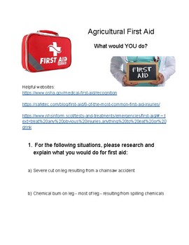Preview of Agriculture/Workplace First Aid worksheet/WebQuest