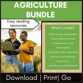 Preview of Agriculture sub plans easy reading bundle for high school