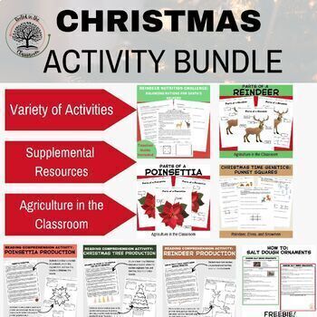 Preview of Agriculture in the Classroom Christmas Bundle | Reindeer, Poinsettias, and More!