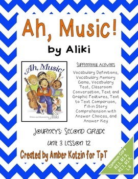 Preview of Ah, Music! Supplemental Activities 2nd Grade Journeys Unit 3, Lesson 12
