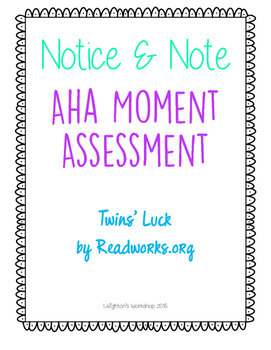 aha moments note sheet