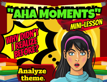 Preview of Aha! Moments: Theme PPT Mini-Lesson & Posters (Notice and Note Reading Signpost)
