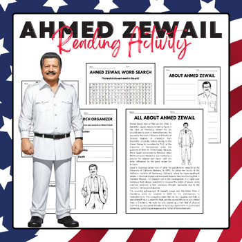 Preview of Ahmed Zewail - Reading Activity Pack | Arab American Heritage Month Activies