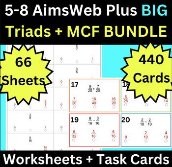 Preview of AimsWeb 5-8 Number Sense Fluency BIG Bundle. 400 Task Cards + 66 Worksheets! RTI