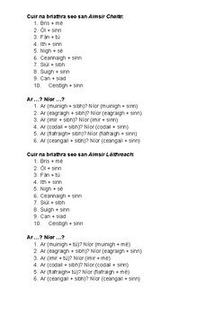 Preview of Aimsir Chaite and Aimsir Láithreach Worksheet