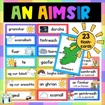 Preview of Aimsir Flashcards with pictures - Gaeilge - Weather