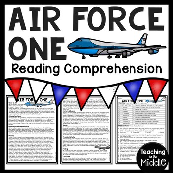 Preview of Air Force One Reading Comprehension Worksheet U.S. President Plane