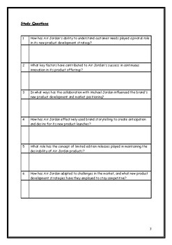 Air Jordan New Product Development Mini Case Study Worksheet Homework Activity