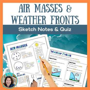 Preview of Air Masses & Weather Fronts Sketch Notes - Weather Activity with Data Collection