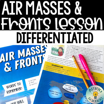 Preview of Air Masses & Weather Fronts Lesson - Middle School Reading Comprehension