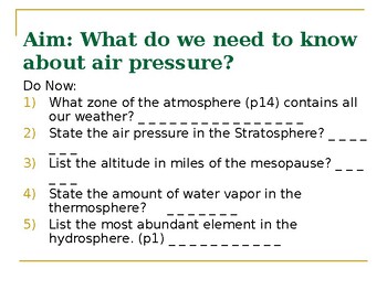 Preview of Air Pressure Power Point Presentation w/KEY