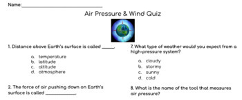 Air Pressure & Wind Quiz