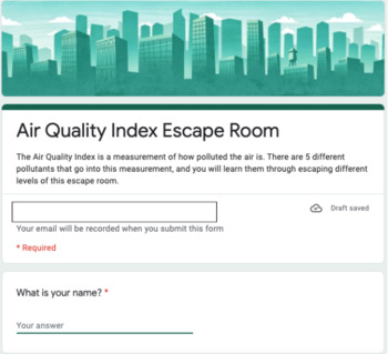 Preview of Air Quality Index Escape Room