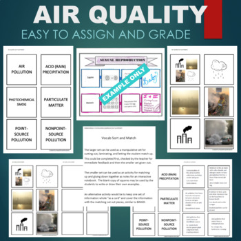 Preview of Air Quality- Pollution, Smog, Acid Rain, etc Sort & Match STATIONS Activity