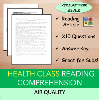 Preview of Air Quality - Reading Passage and x 10 Questions