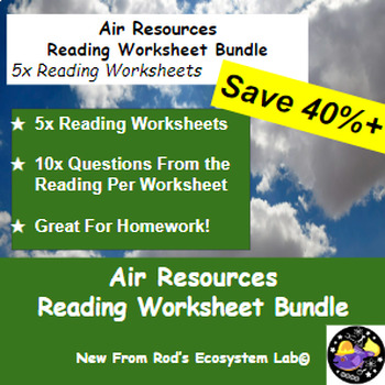 Preview of Air Resources Lesson Reading Worksheet Bundle **Editable**