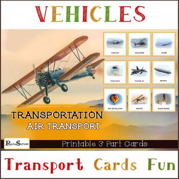 Preview of Air Transport Vehicles, Air Transportation, Montessori flash card, Homeschooling
