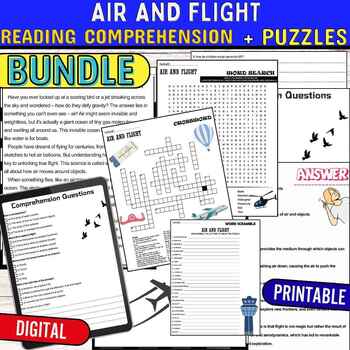 Preview of Air and Flight Reading Comprehension Quiz,Digital & Print BUNDLE