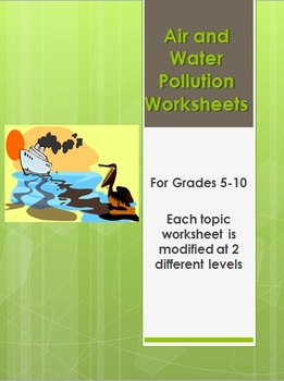 Preview of Air and Water Pollution Worksheets Webquest