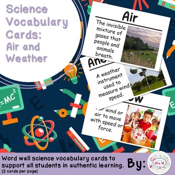 Preview of Air and Weather Science Vocabulary Cards (Large)