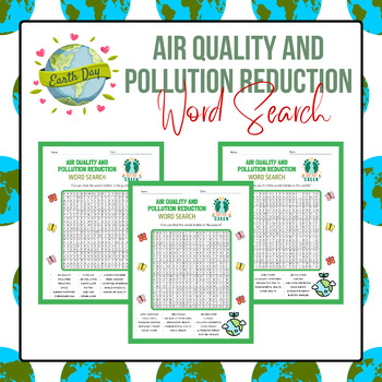 Air quality and Pollution Reduction Word Search Puzzle | Earth Day ...