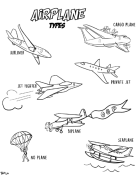 Preview of Aircraft Types Coloring Worksheet