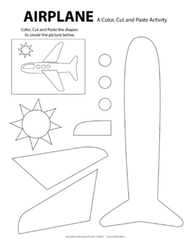 Preview of Airplane - A Color, Cut and Paste Activity