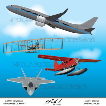 Preview of Airplane Digital Clip Art