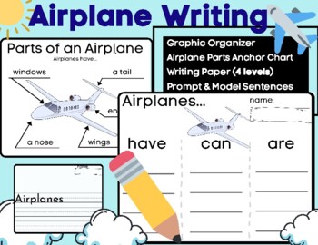 Preview of Airplane Writing & Labeling- Graphic Organizer (Have Can Are) + Lined Paper