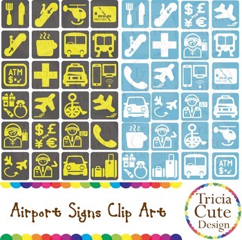 Preview of Airport Clipart: Airport Signs for Travel, Vacation, Airplane, Transportation