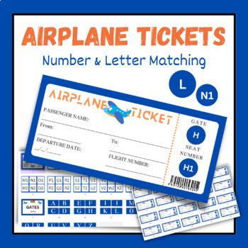 Preview of Airport dramatic Play Airplane Tickets Number and Letter Matching Activity