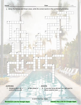 Airports and Hotels Interactive Crossword Puzzle for Google Apps
