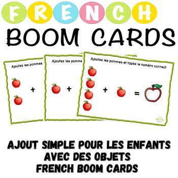 Preview of Ajout simple pour les enfants avec des objets French Math Boom Cards