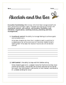 Preview of Akeelah and the Bee- Movie Guide/Executive Functioning