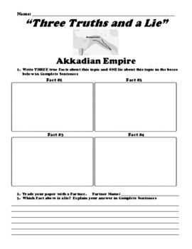 Akkadian Empire Three Truths A Lie Worksheet By Northeast Education   Original 8339046 1 