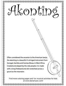 Preview of Akonting (African Instrument) Coloring Page