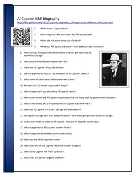 Preview of Al Capone - BYOD Assignment -QR code link - A&E video questions