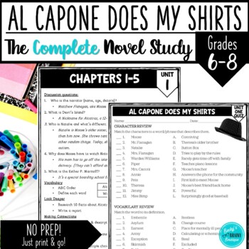 Preview of Al Capone Does My Shirts: COMPLETE Novel Study