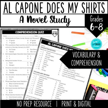 Preview of Al Capone Does My Shirts Novel Study: Vocabulary & Comprehension Pack