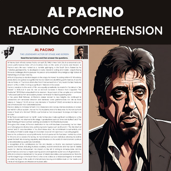 Preview of Al Pacino Biography Italian American Heritage Reading Comprehension Actor