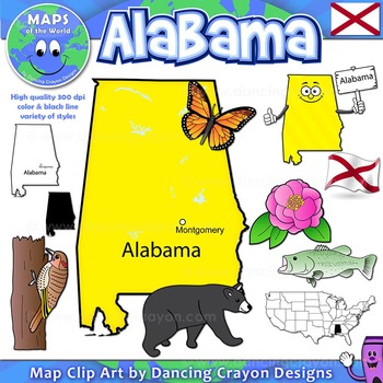 Preview of Alabama State Symbols and Map Clipart