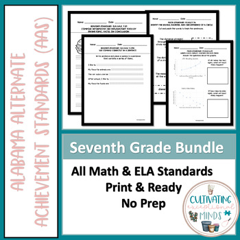 Preview of Alabama Alternate Achievement Standards Seventh Grade Bundle (ELA & Math)