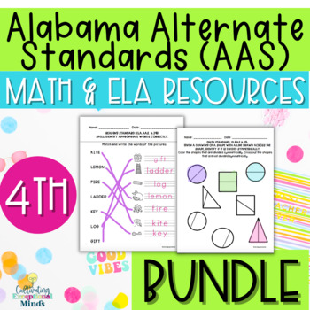 Preview of Alabama Alternate Achievement Standards Fourth Grade Bundle (ELA & Math)