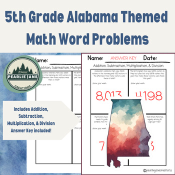 Preview of Alabama Math Word Problems for 5th Graders