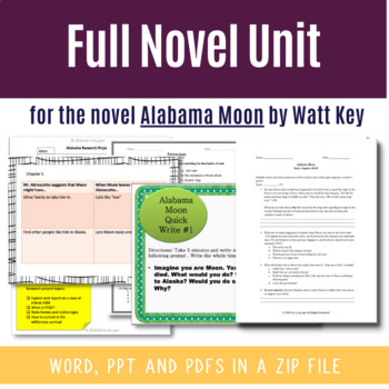 Preview of Alabama Moon by Watt Key, Full Novel Unit